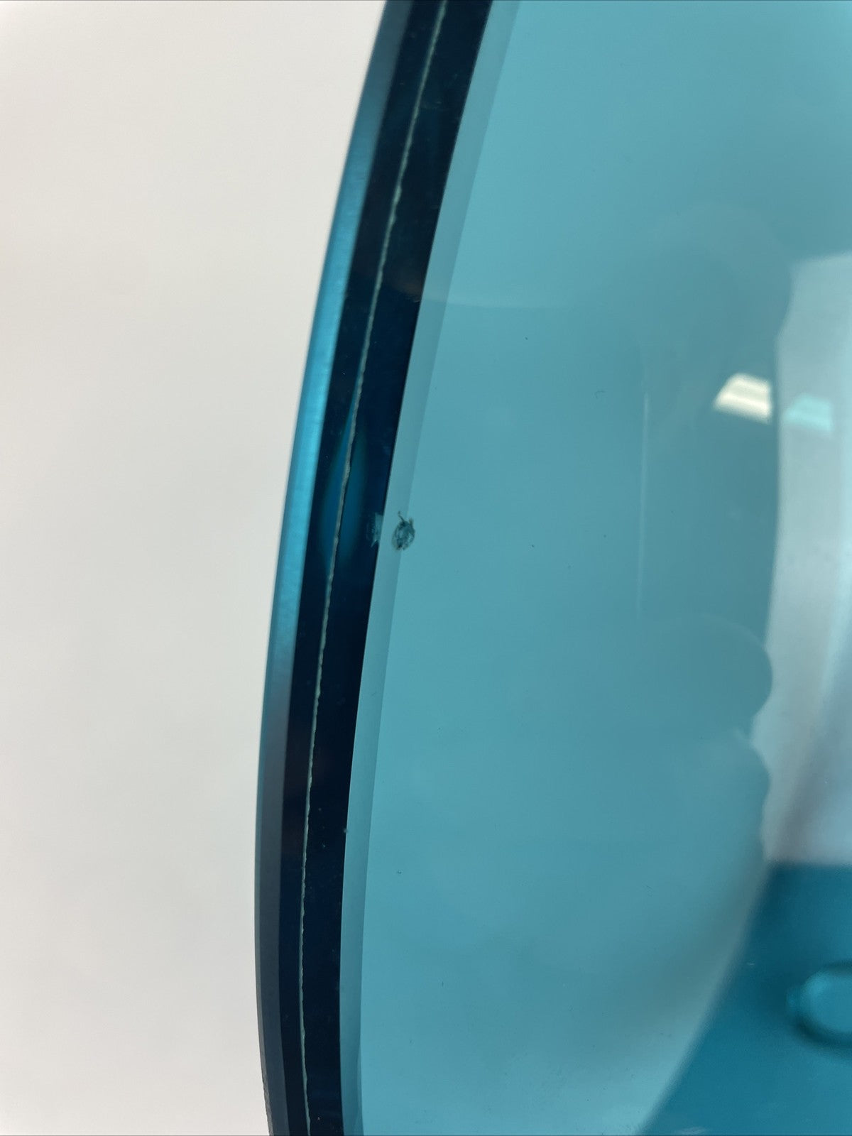 VITRAFORM Freestanding Glass Sink OD 14.5" Light Blue Finish w Designer Drain