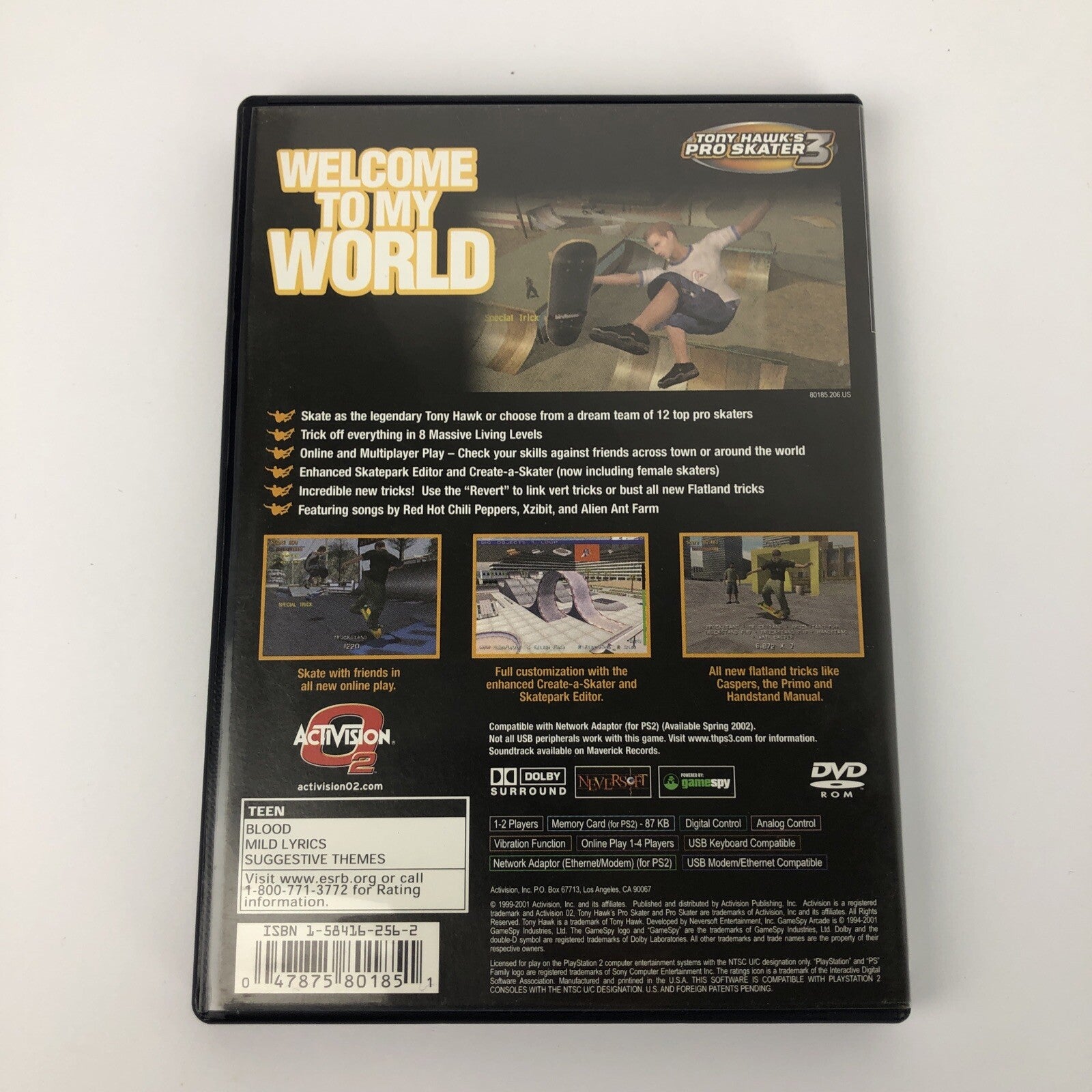Tony Hawk's Pro Skater 3 (Sony PlayStation 2, 2002) includes Manual as Pictured