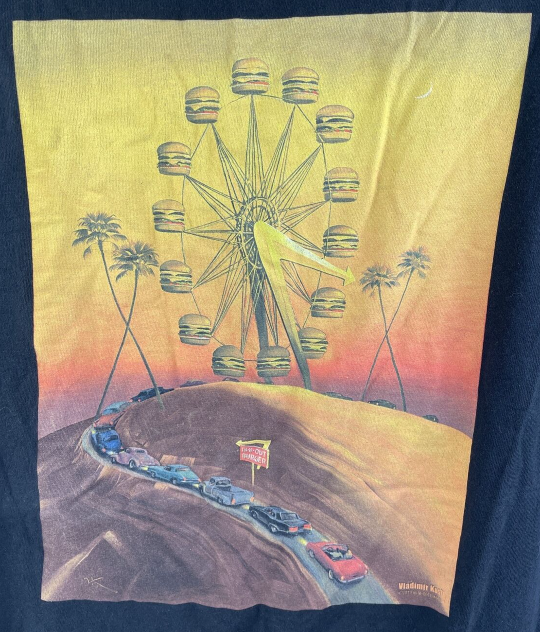 Lot of 2 x Vintage In N Out Burger California Shirt Adult XXL Black Fast Food