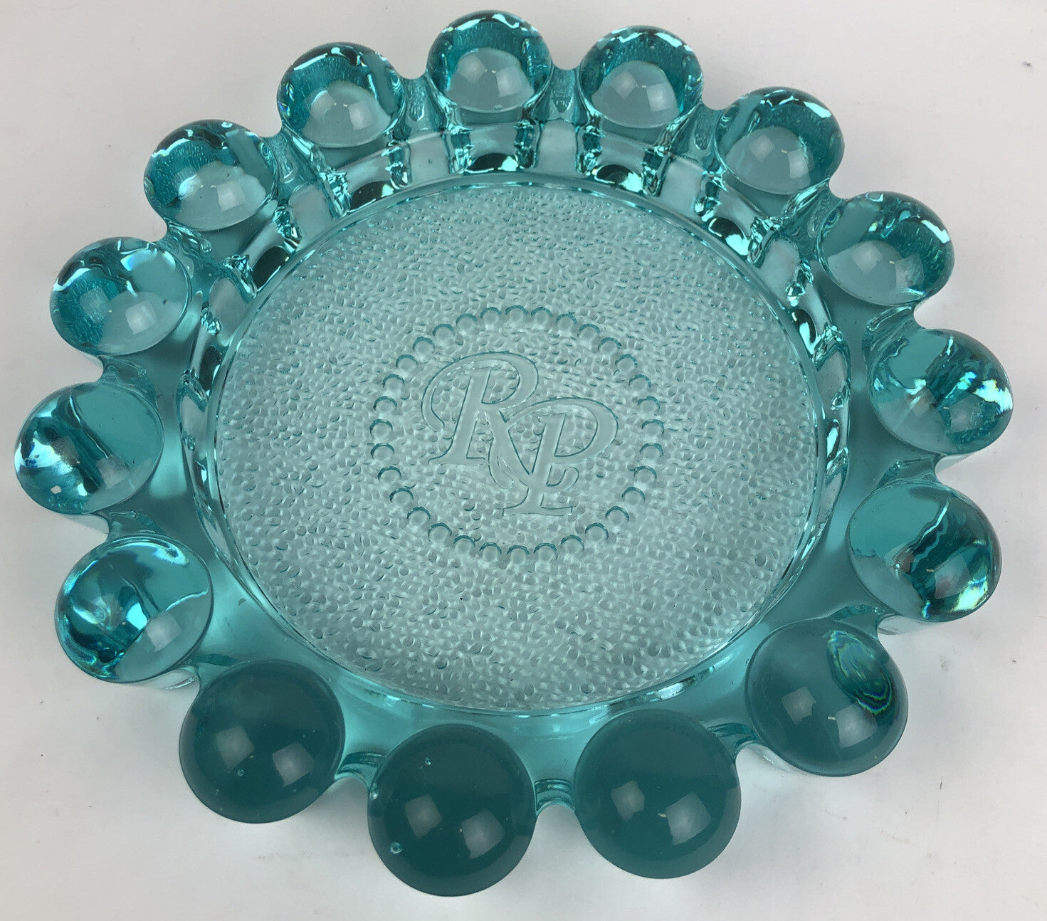 Rare Rocky Patel Luminoso Aqua Marine Glass Ashtray Gorgeous 10" Diameter NIB
