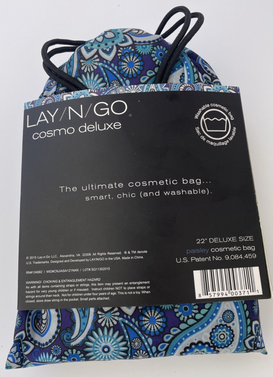 LAY/N/GO Cosmo Deluxe Washable Cosmetic Bag Paisley 22" (56cm) Deluxe Size - NWT
