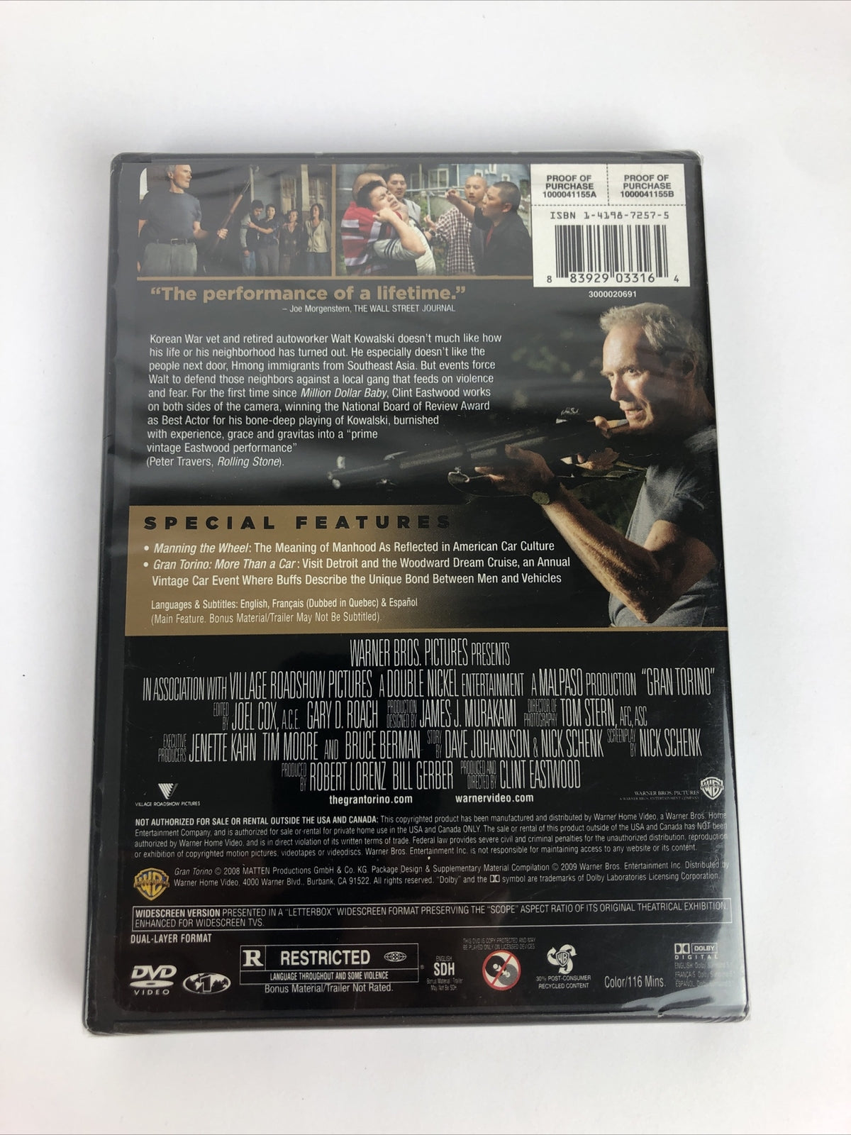 Gran Torino Clint Eastwood DVD 2009 Widescreen New Sealed
