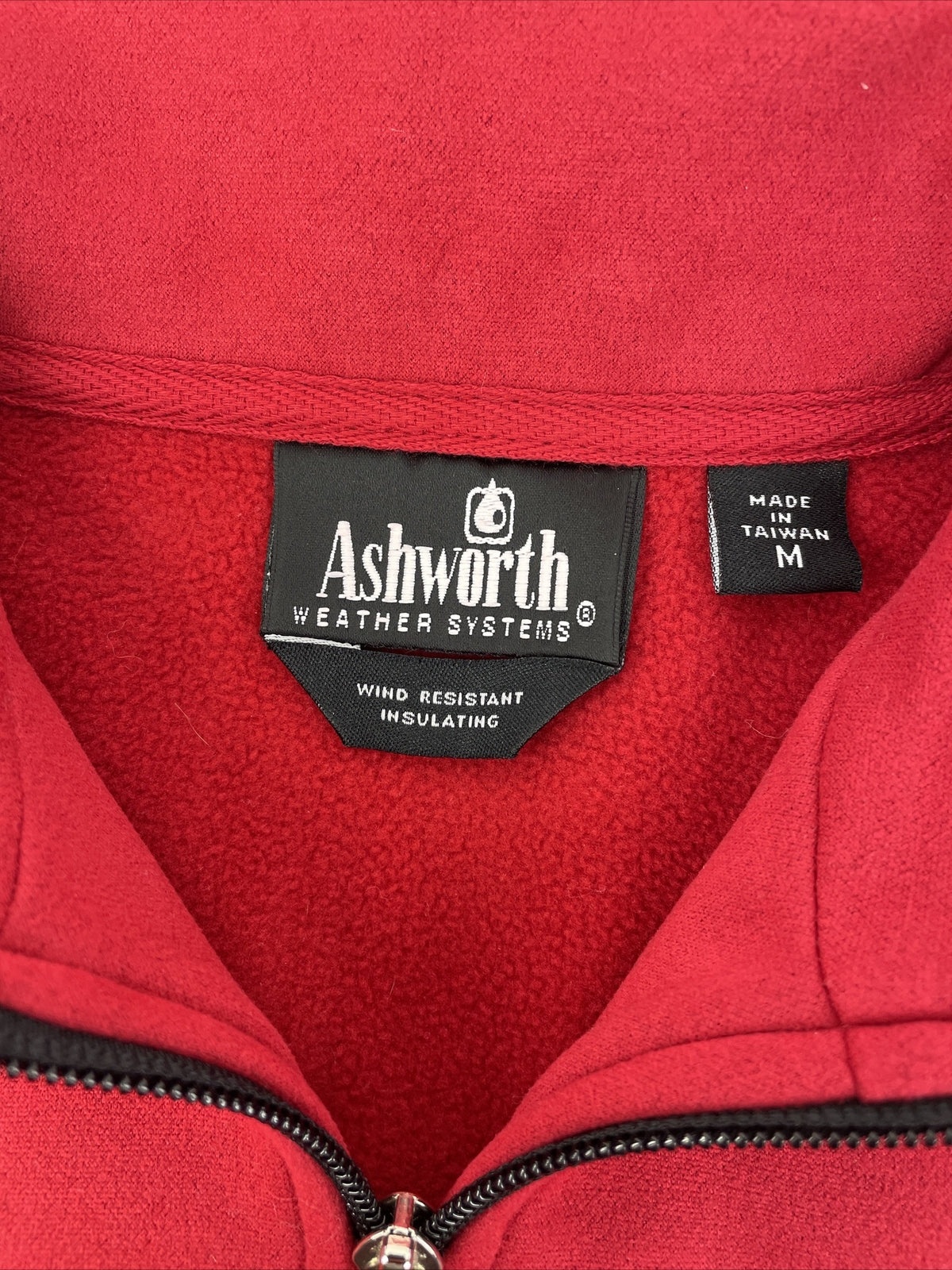 Ashworth weather Systems Maryland Red Mens Medium 1/4 Zip Jacket Wind Resistant