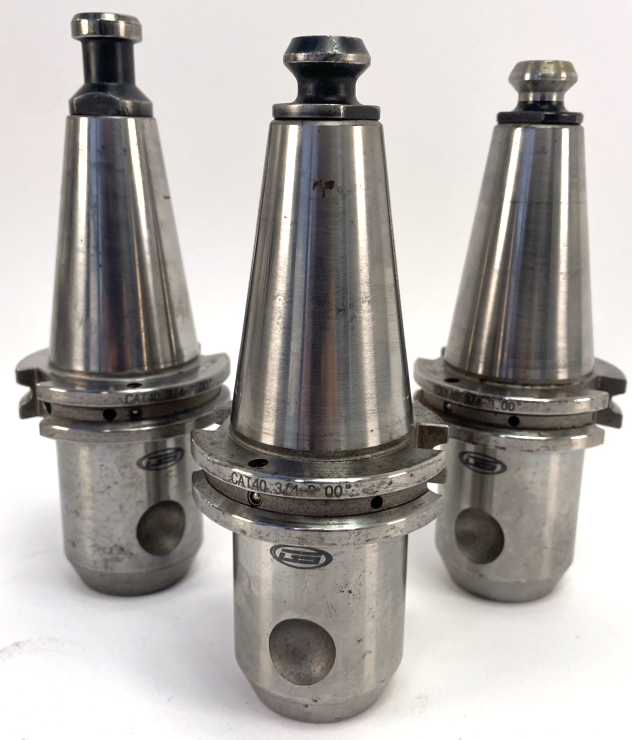 Lot of 3 x GS Tooling CAT 40 3/4 - 3” HS Endmill Holder with Pull Studs