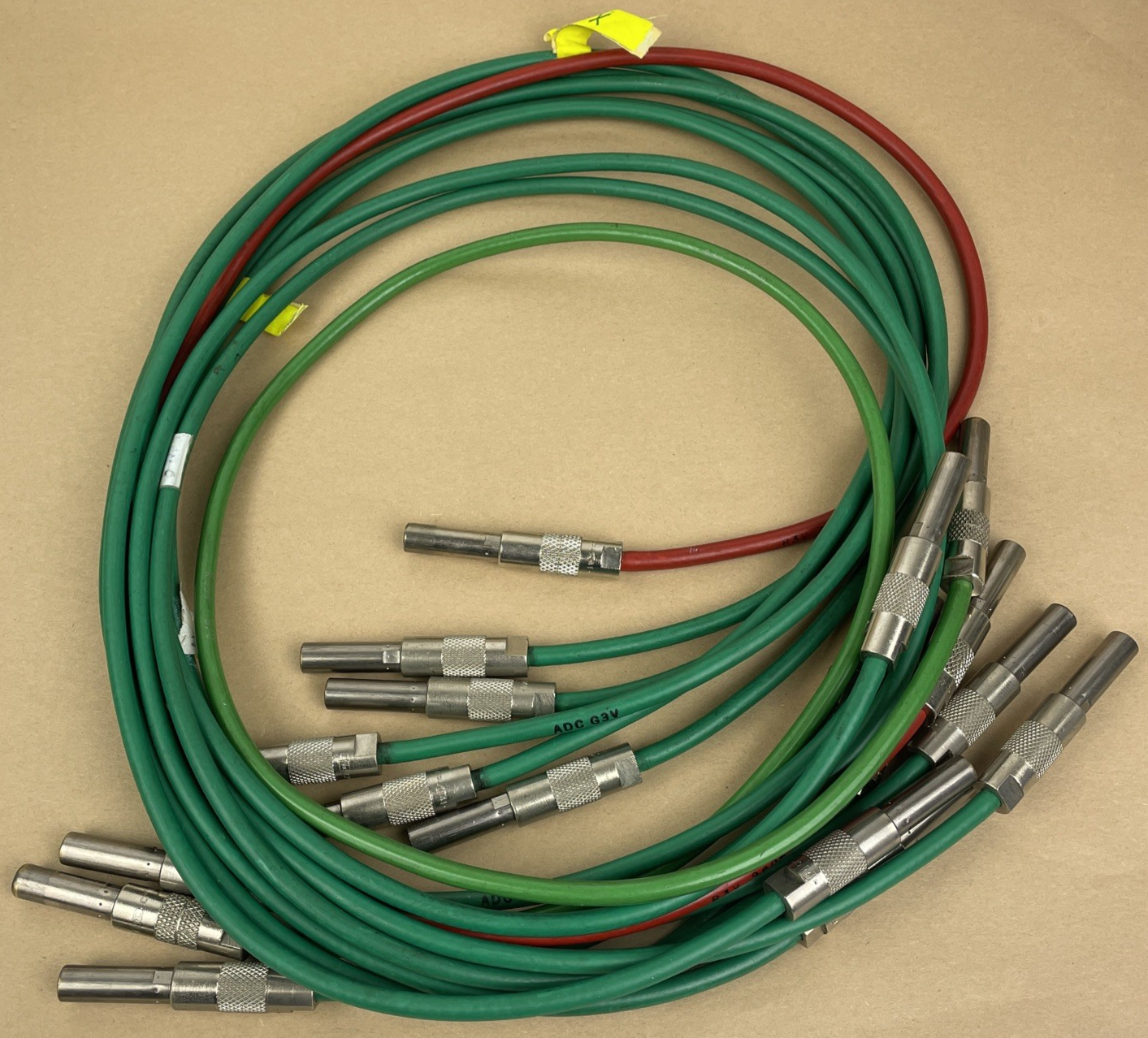 Lot of 9 — Midsize 41" Bittree Weco to Weco HD Video Patch Cables Green Red
