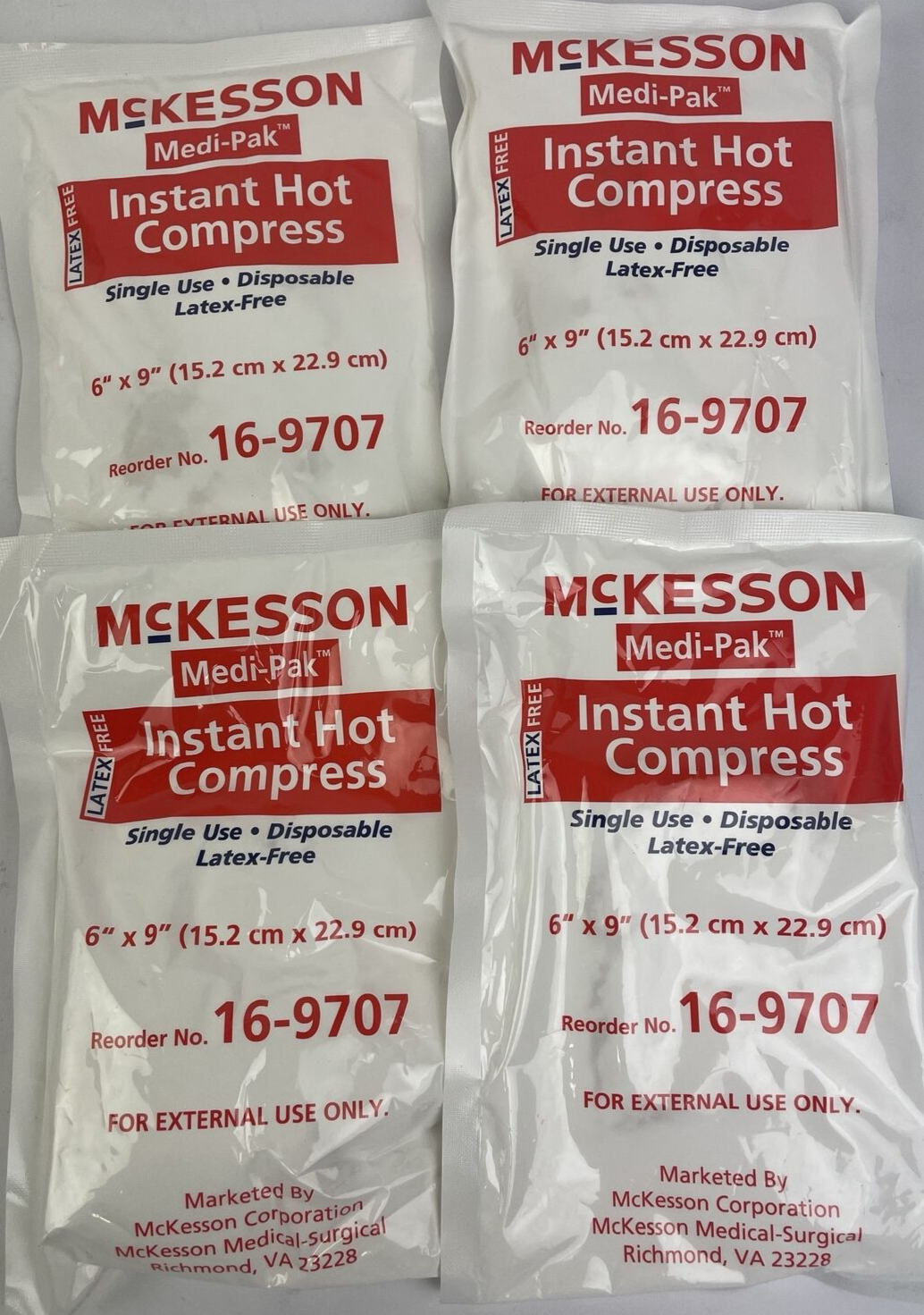 4 Pack Instant Hot Pack 6" x 9" Pain Heat Therapy Relief Disposable Compress