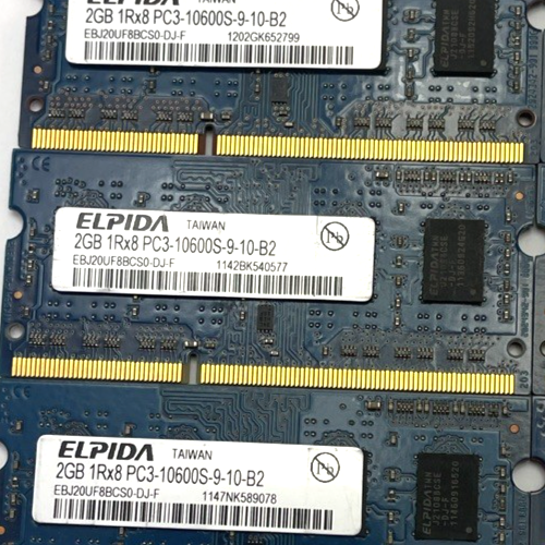 Lot of 6 x Elpida 12GB (2x 2GB) 1Rx8 PC3-10600S-9-10-B2, Apple iMac