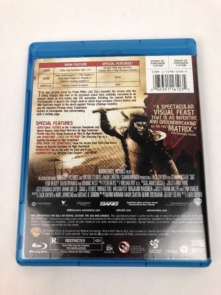 300 (Blu-ray Disc, 2007) Warner Bros. pictures Fast Free First Class Shipping