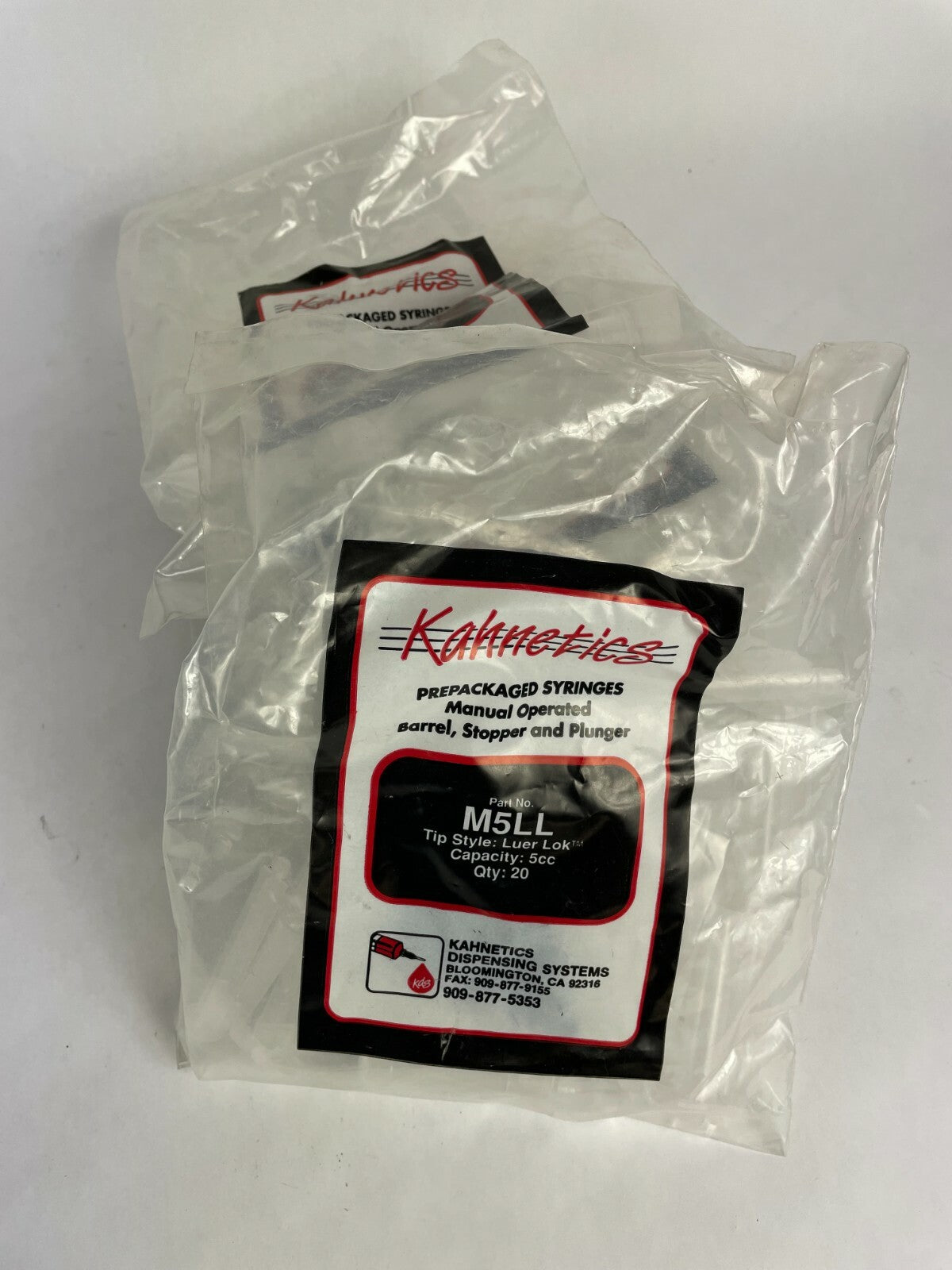 Kahnetics Prepacked Syringes Manual Operated M5LL Luer Lok 5 Capacity Qty 100 