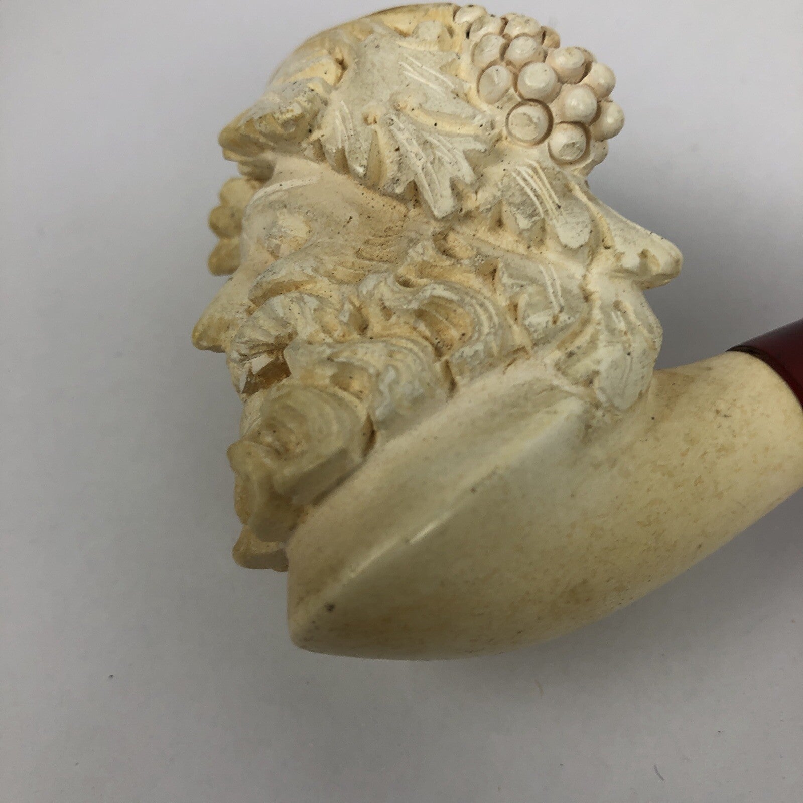 Vintage Meerschaum Hand Carved Sultan Head Turkish Smoking Pipe in Box Light Use