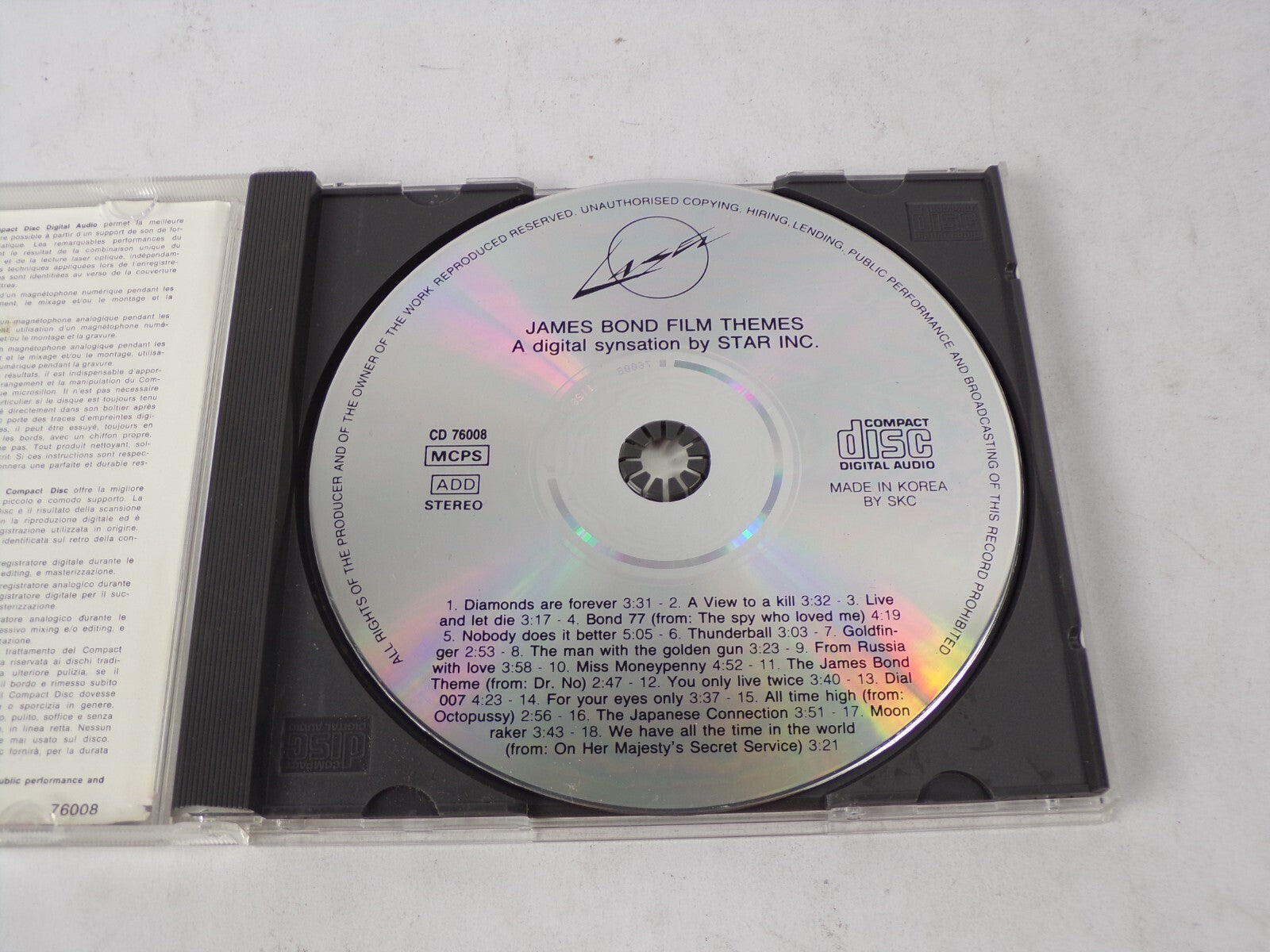 James Bond Film Themes A Digital Synsation By Star INC. Diamonds Are ForeveCD#62
