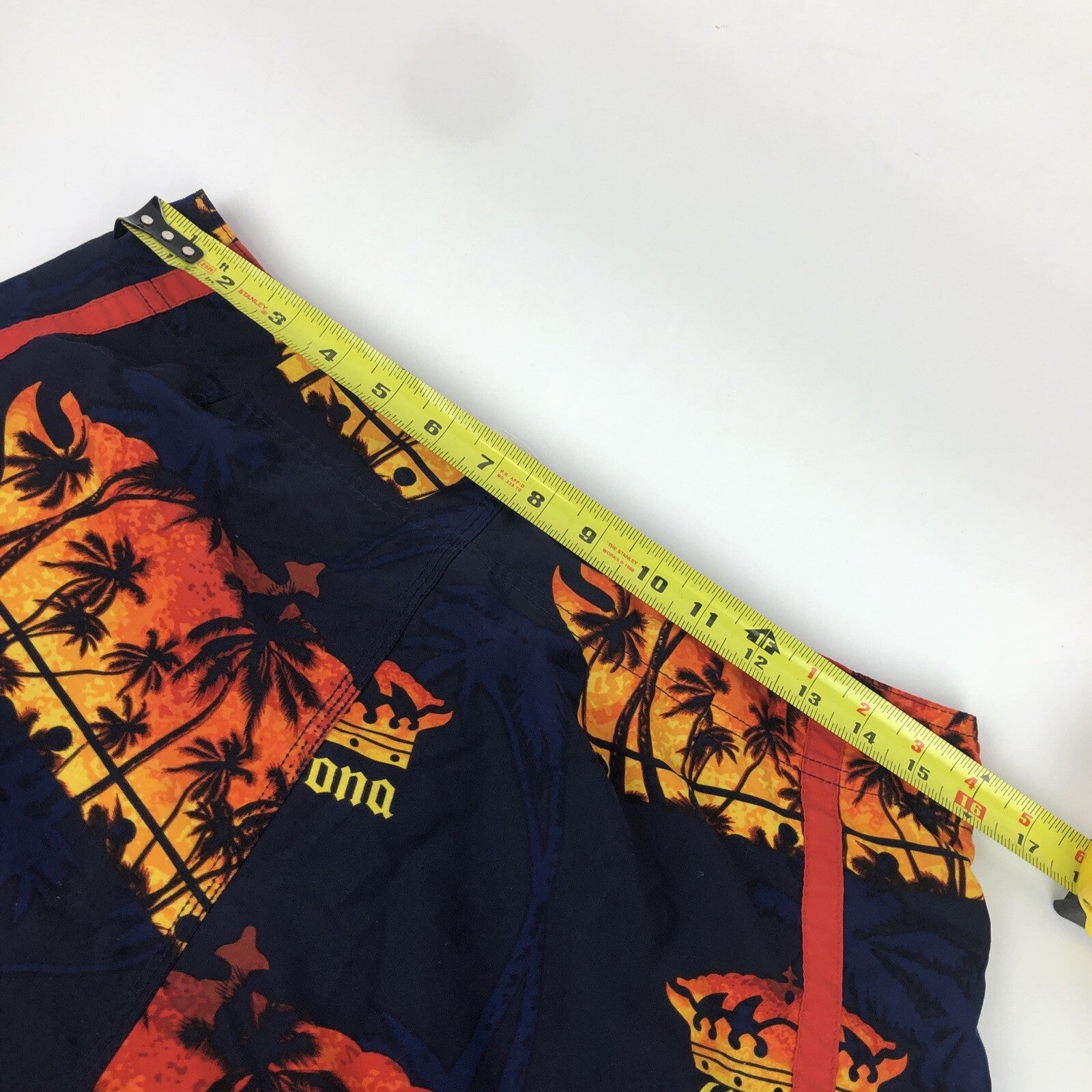 Corona Summer surf Swim Trunks ShortsBlue Palm Tree Graphic Beer Surf -Very Rare