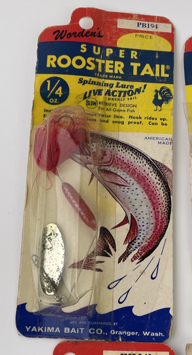 4 x Vintage Discontinued Wordens Yakima SUPER ROOSTER TAIL SPINNER Bait 1/4 oz.