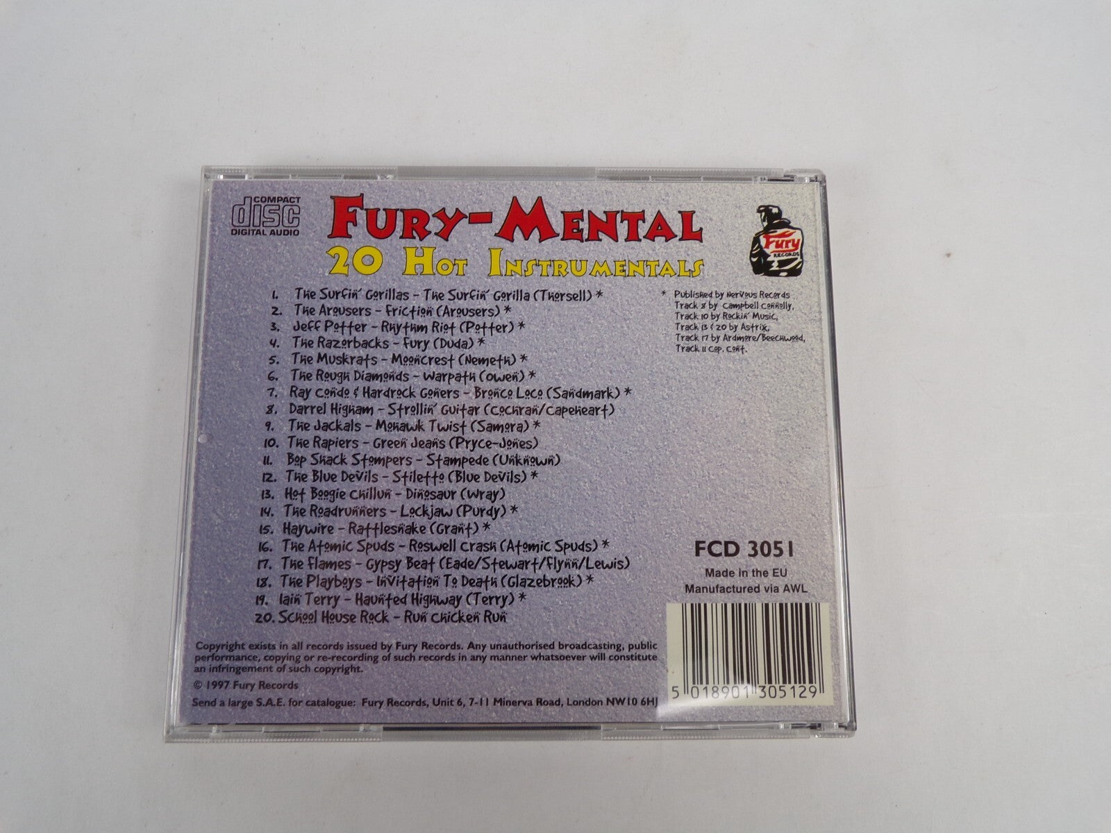 Fury Mental 20 Instrumentals CD #12