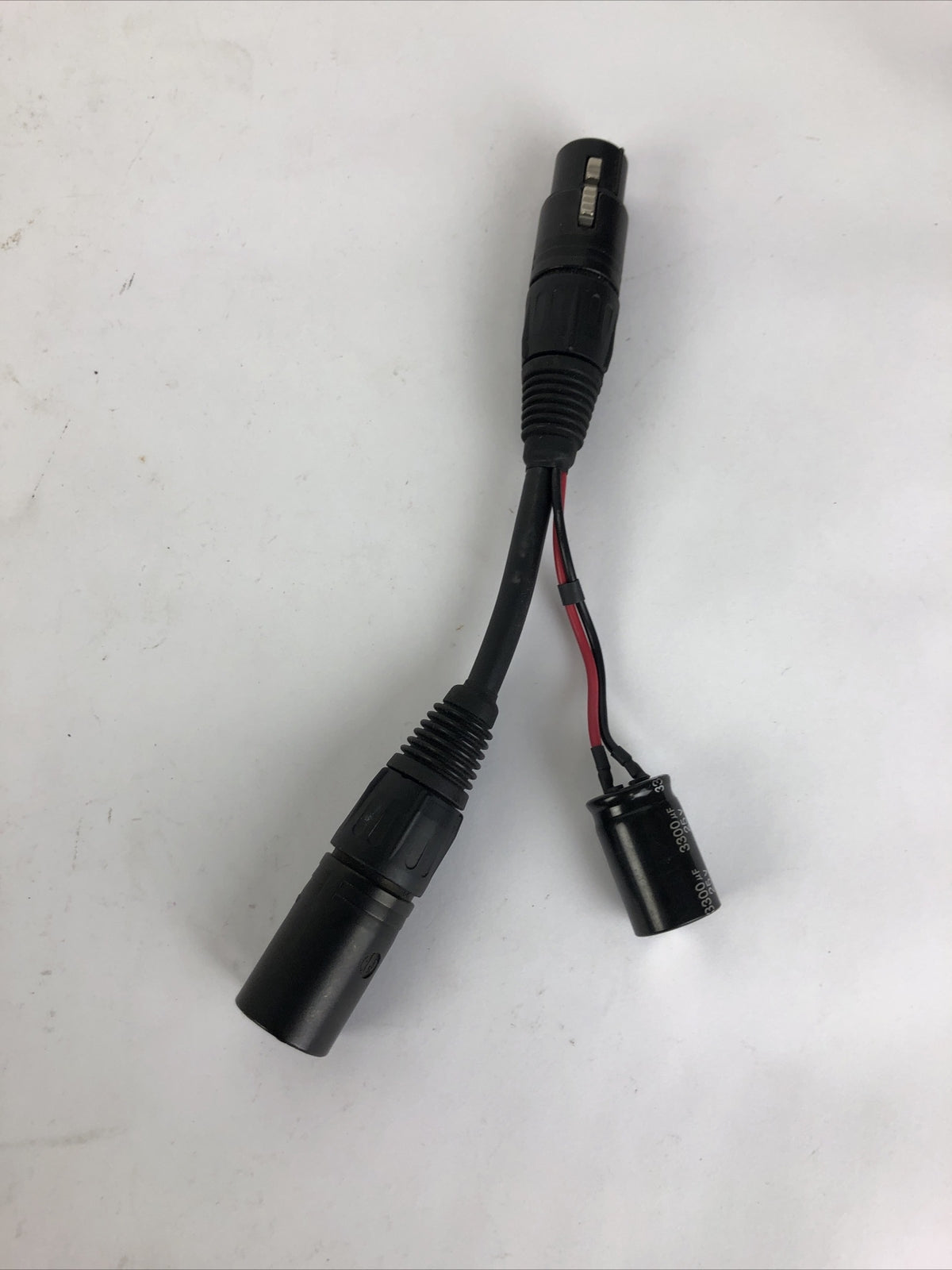 Neutrik Black Gold Plated 4 Pin XLR Male To Female w 3300uF  25V 85°C ￼Capacitor