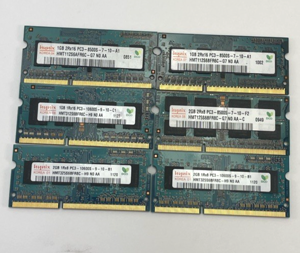 6 x  Hynix 1 2 GB 1Rx8 PC3-10600S-9-10-B1 / A1 RAM LOT - LOOK