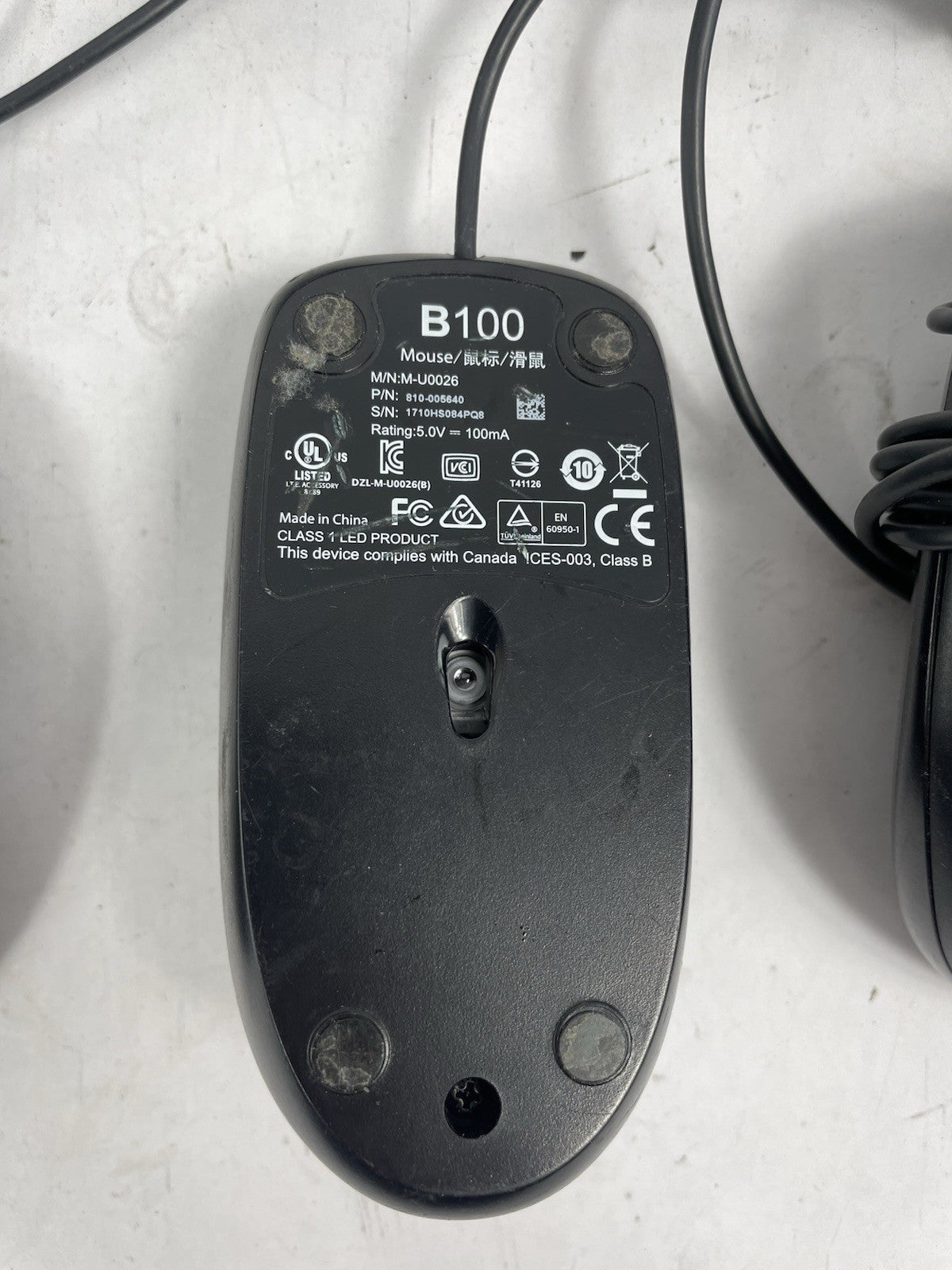 Lot of 24: Logitech B100 USB Optical Wired Scroll Mouse (Black)