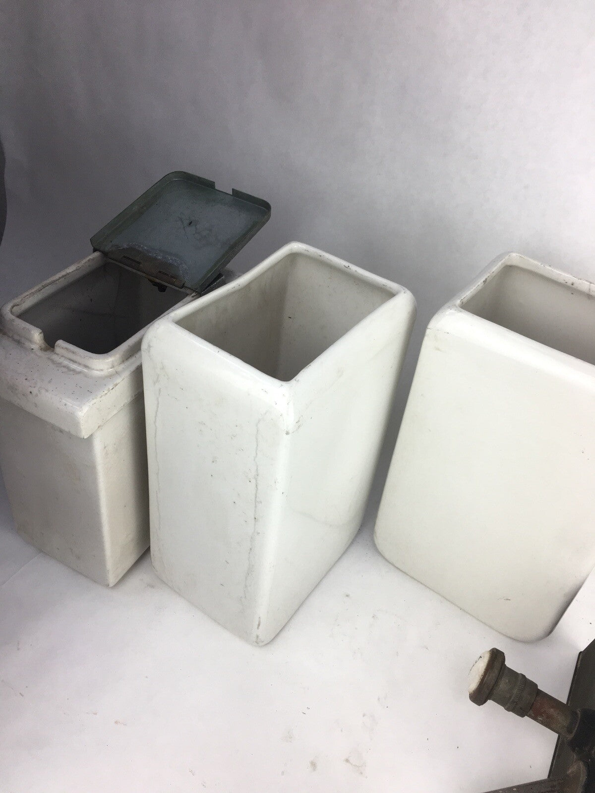 Vintage Porcelain Ice Cream Soda Fountain Topping Dispenser Lot