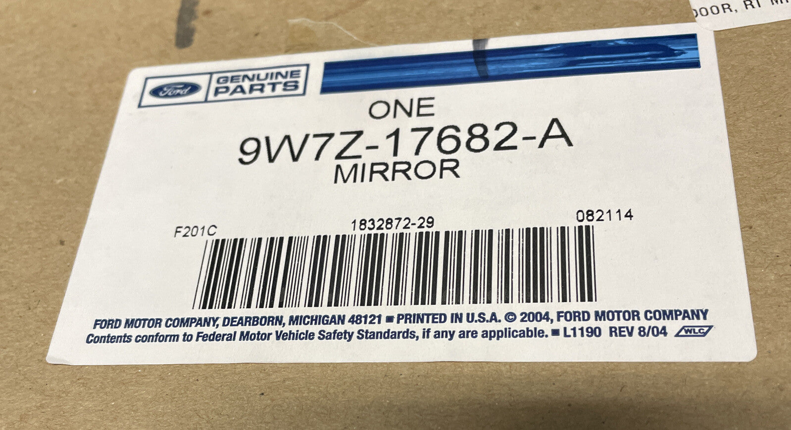 NOS Genuine Ford 9W7Z-17682-A LH Passenger Side Rear View Outer Mirror Assy OEM