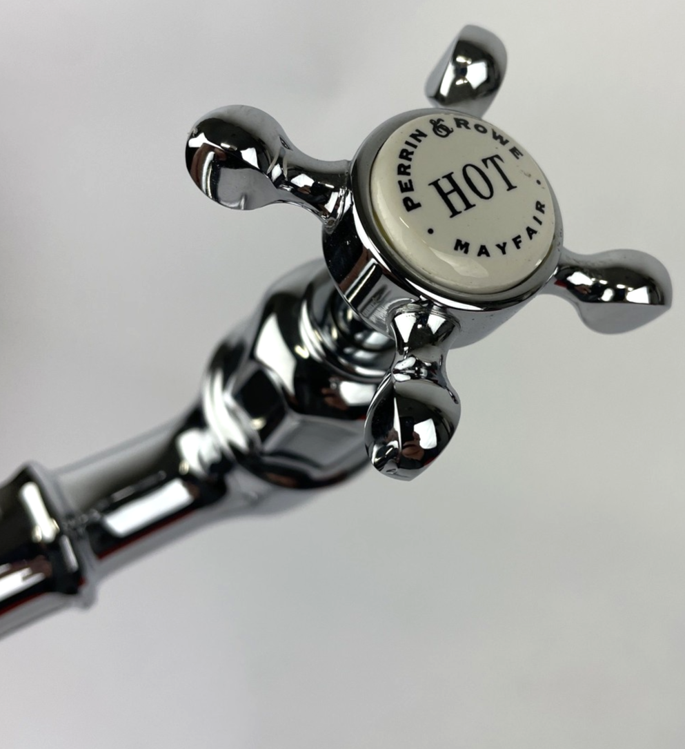 OEM Perrin & Rowe Mayfair Vintage SINK Tall BIB Taps Faucet W Cross Handles NOS