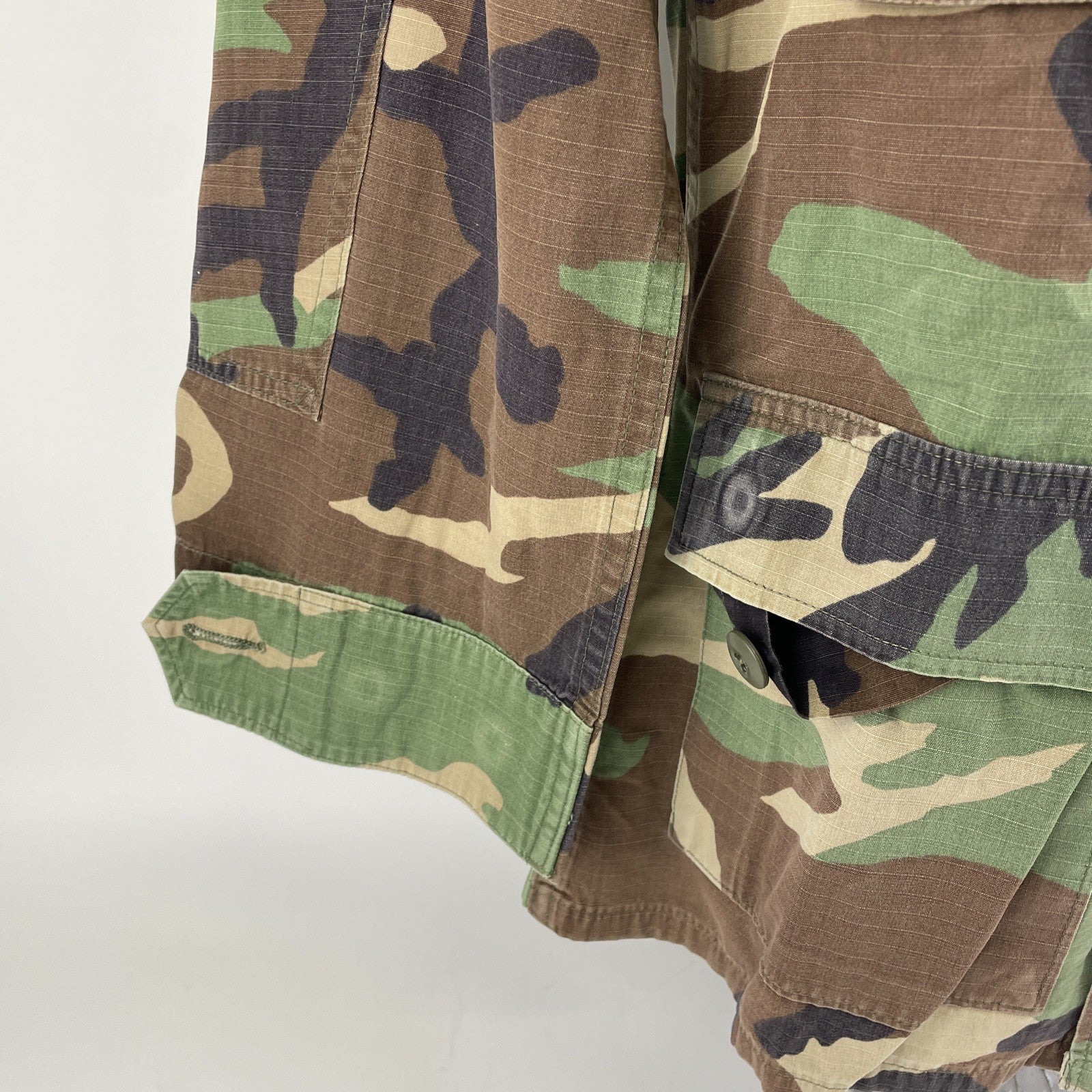 US Marines Camo Cargo Jacket Coat Hot Weather Woodland Combat Small Long