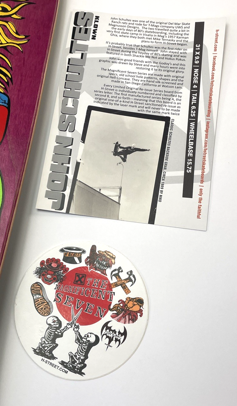 John Schultes A Series Clown H-Street Skateboard Deck Limited Edition #15 of 136