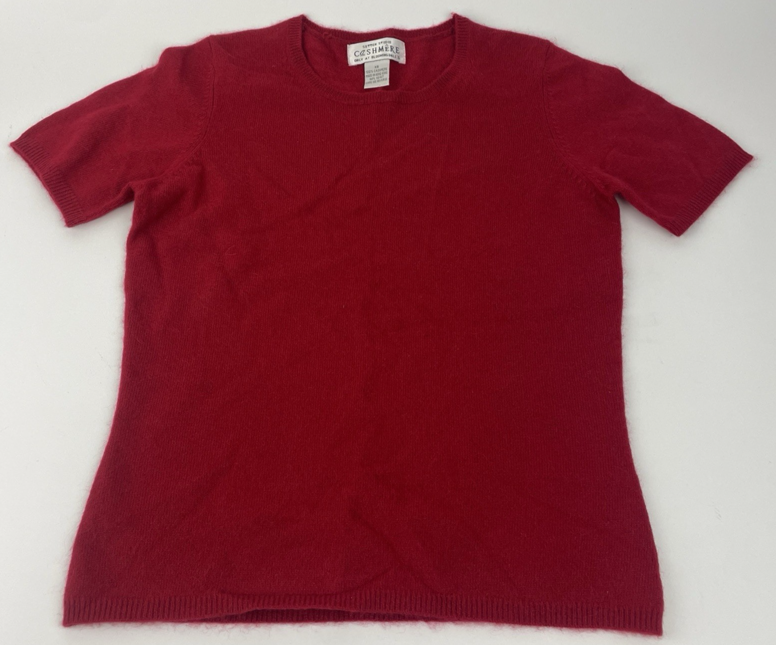 Sutton Studio 100% Cashmere Sweater Women XS Red Short Sleeve Crewneck Pullover