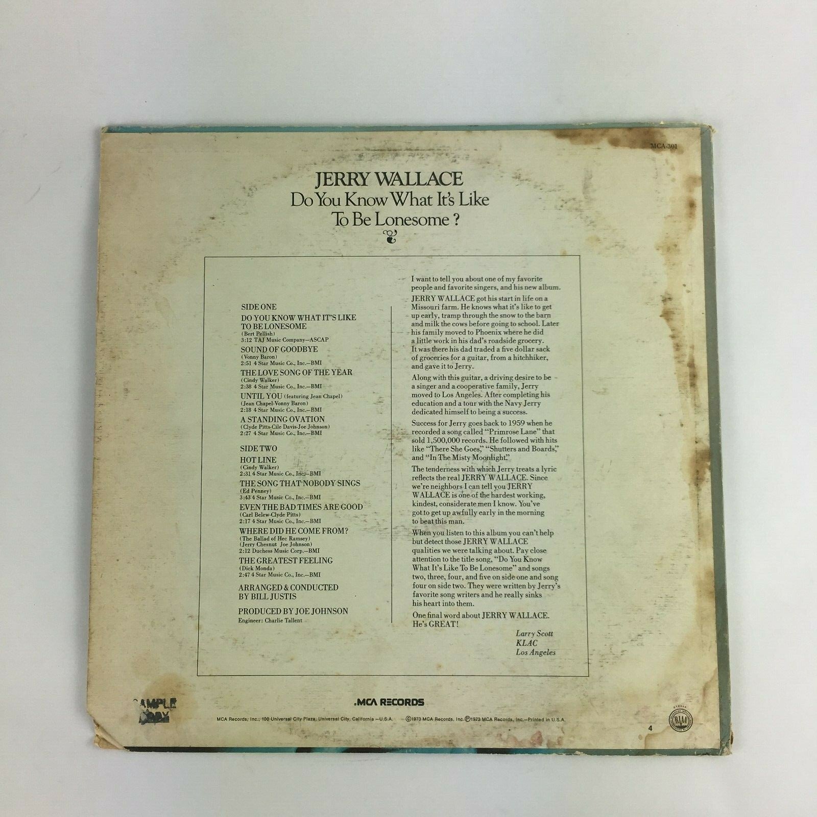 Jerry Wallace, Do You Know What It's Like To Be Lonesome ?