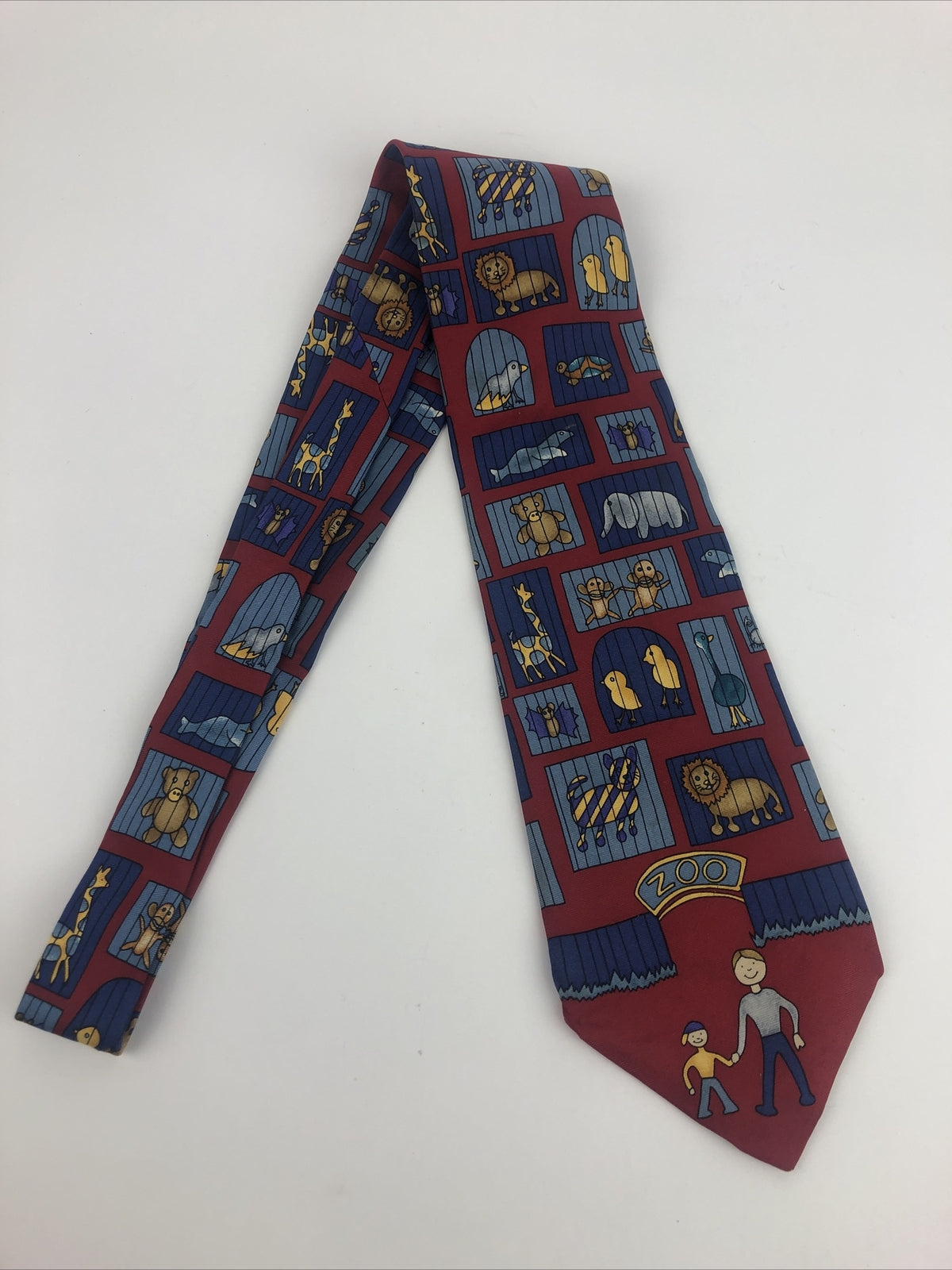 Save The Children A Visit to the Zoo Men's 100% Silk Necktie Multicolor 56"