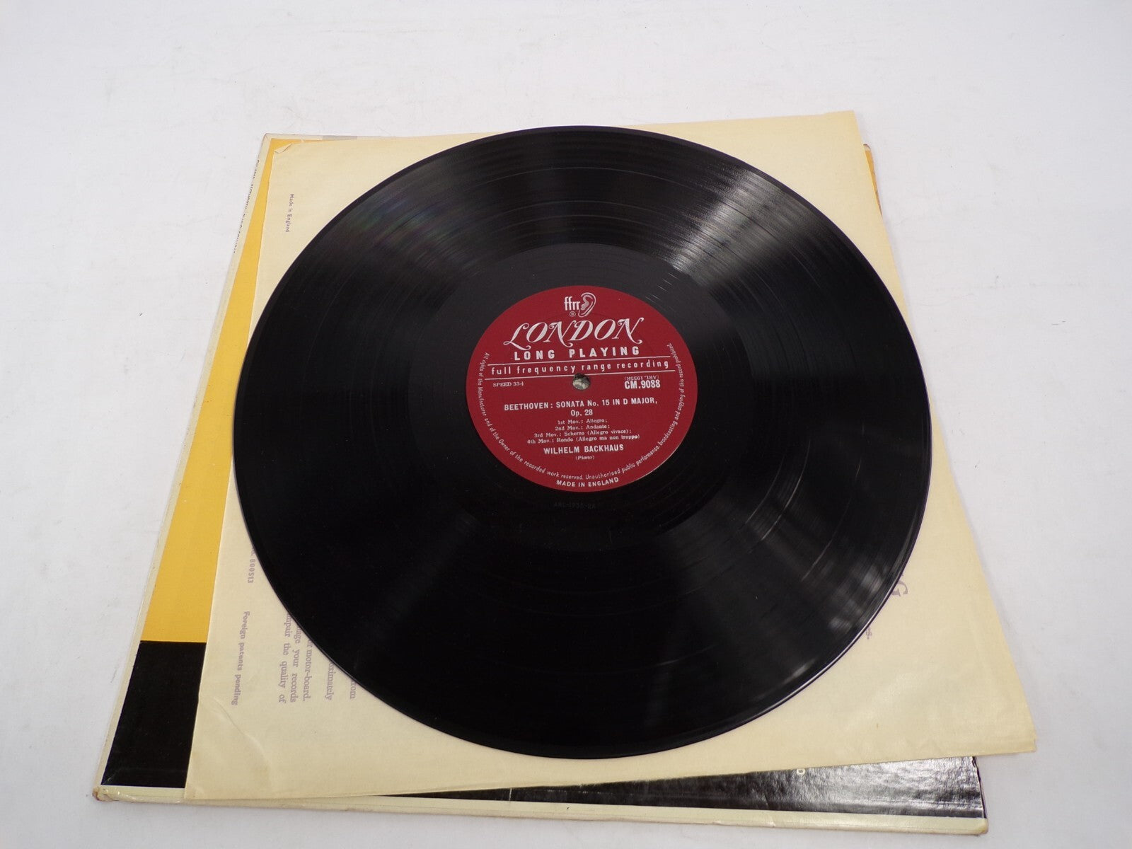 Wilhelm Backhaus Piano Forte Beethoven Sonata No. 15  D Major Vinyl Records