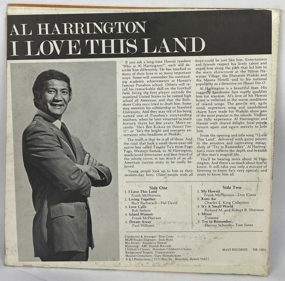 I Love This Land - Al Harrington (LP Vinyl 1975 Maui Records) Signed By Artist