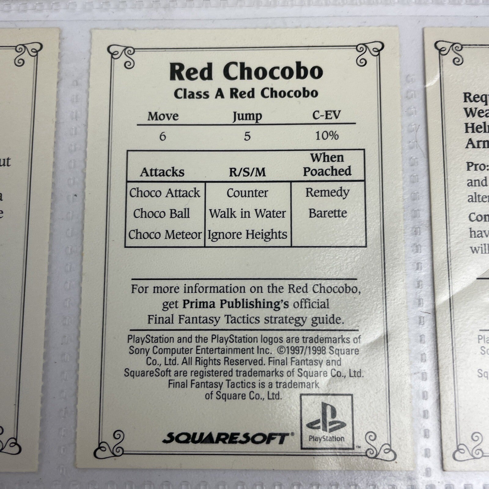 6 x Final Fantasy Tactics Playstation 1 EB Games Squaresoft Promo Trading Cards