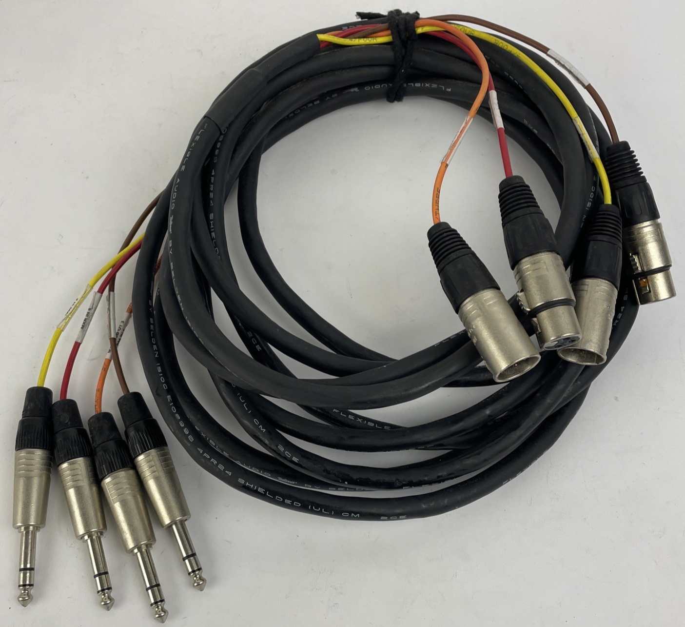 Belden 4 Channel Male 1/4" Phone - 3-Pin Neutrik XLR MALE FEMALE Snake Cable 20'