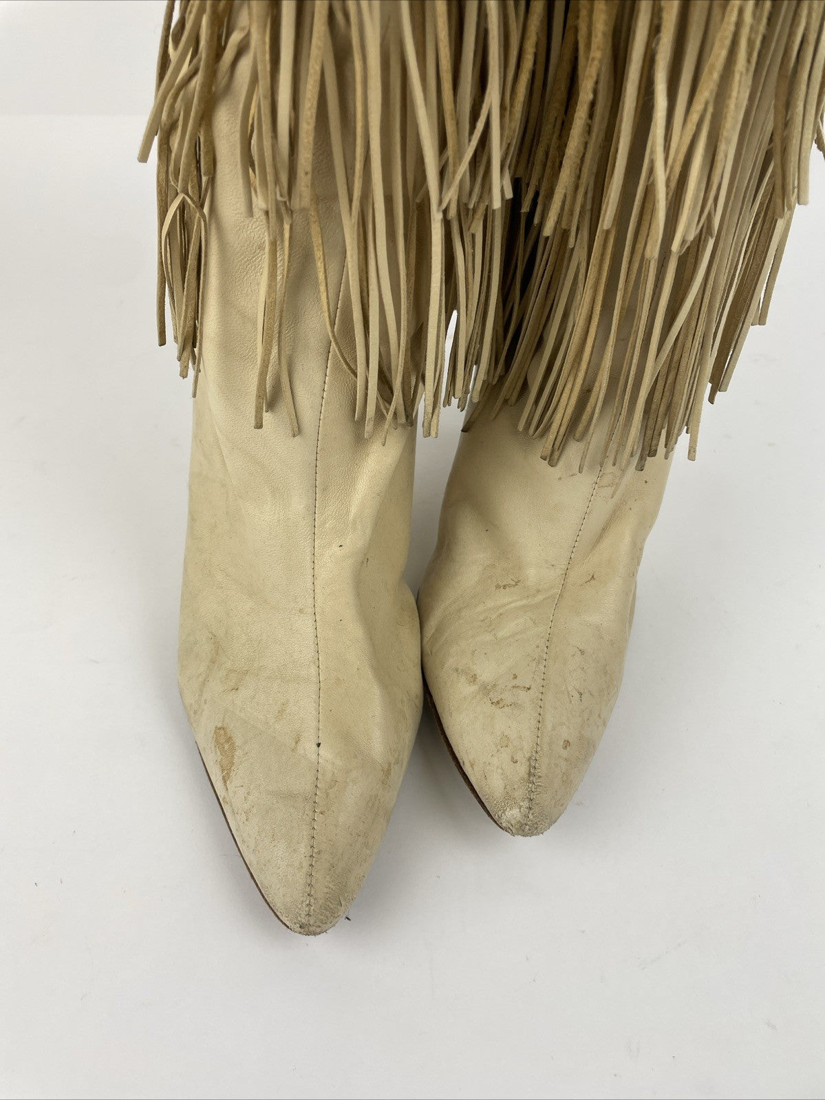 Brian Atwood Tan Fringe Leather Boots Size 37 1/2 Made in Italy