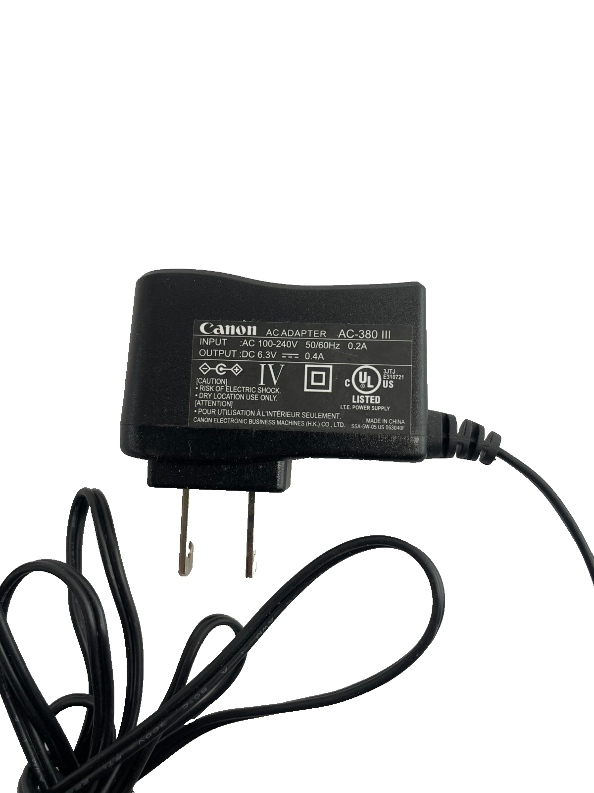 Geniune Canon Adapter AC-380 III  Output 6.3V 04A AC Power Supply Adapter #A97