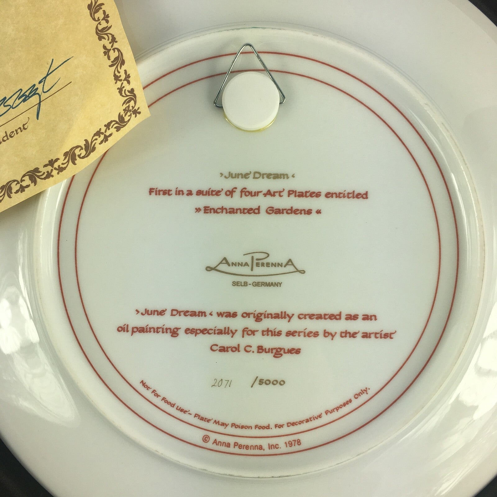 Anna Perenna Chun Li At The Pond June Dream Plates Carol C.Burgues Irving Carl
