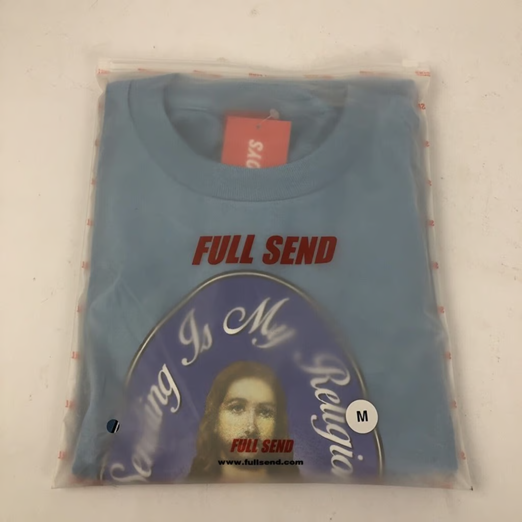 NEW Full Send " Sending is my Religion " SS T-Shirt Mens Medium BLUE Nelk Boys