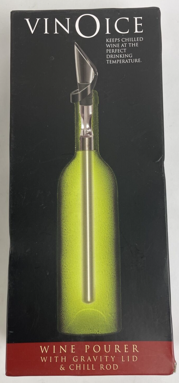 CORKPOPS VINOICE Vino Wine Pourer with Gravity Lid & Chiller Rod *Perfect Temp*