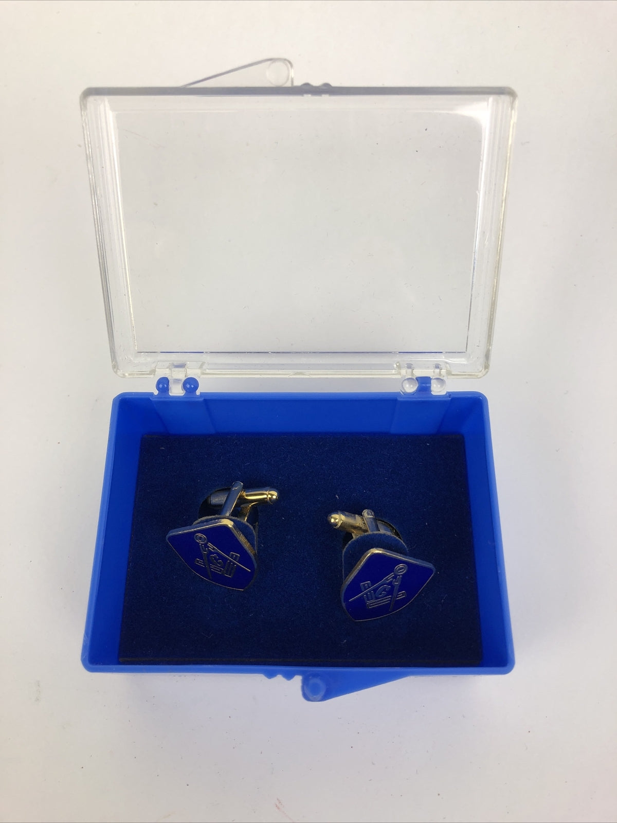 Free Masons Masonic Cuff Link Set in Blue & Gold Shield - LOOK