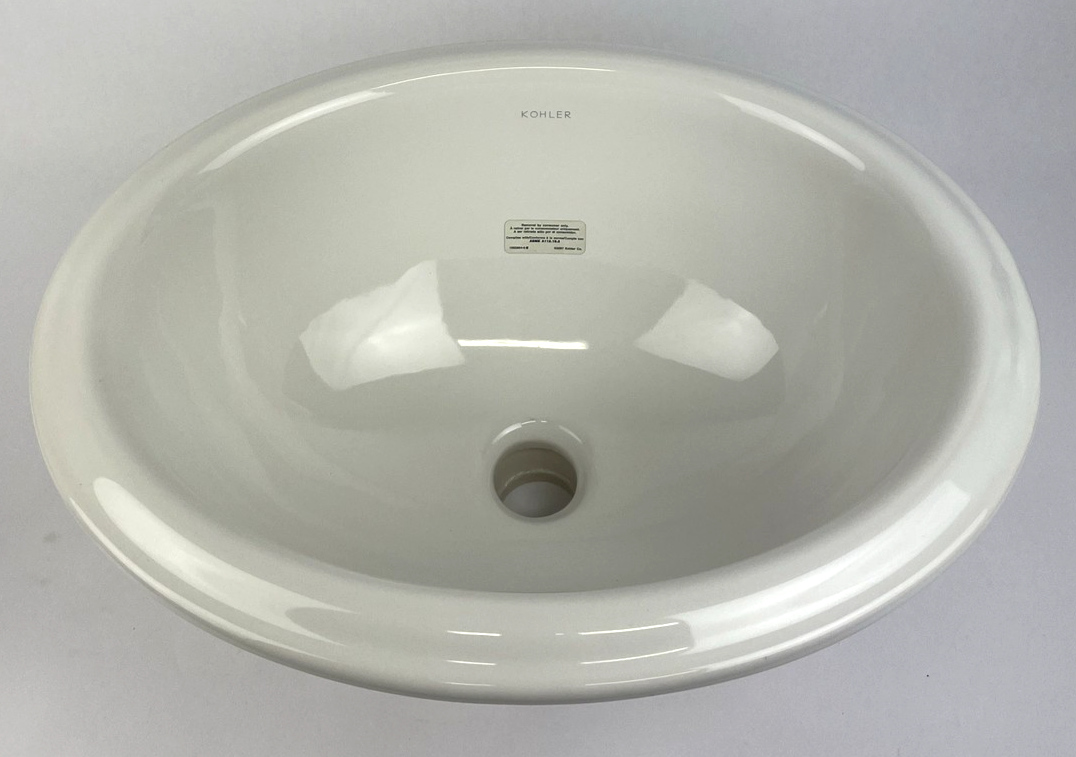 Kohler Intaglio K-2292 17 inch white drop-in bathroom sink oval no overflow discontinued
