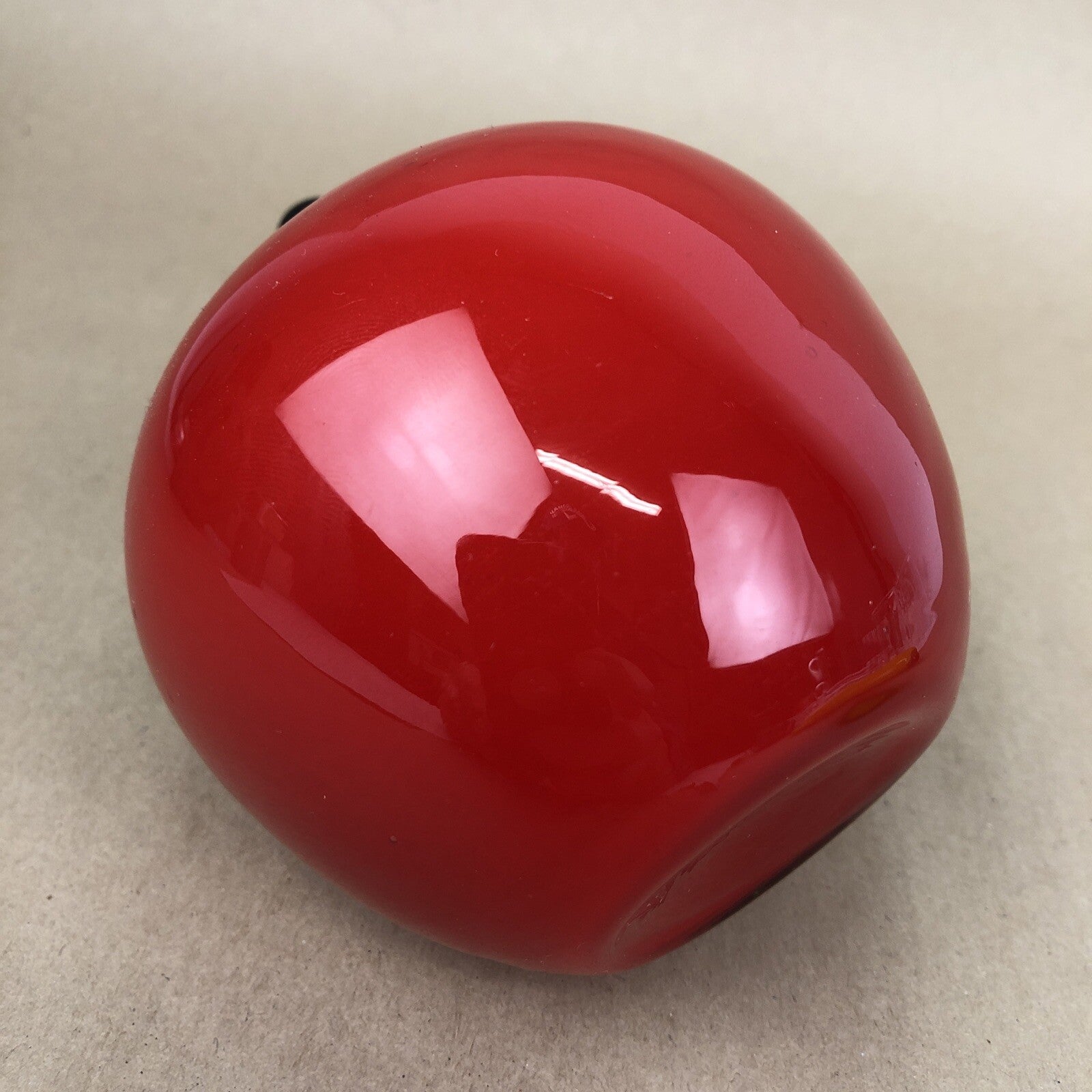 Murano style hand blown red glass apple with green stem 4.5 inches.