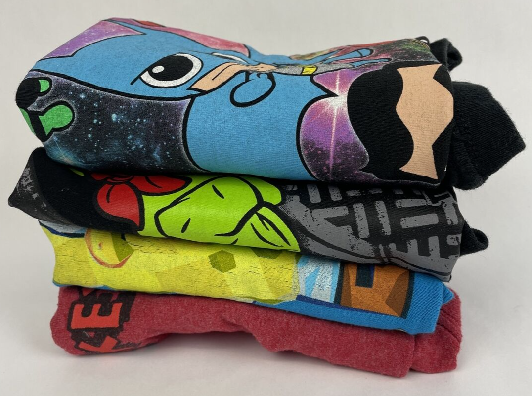 Lot of 4 Kid's Boy's T Shirts Size L7 Disney TMNT Sponge Bob DC Batman Superman