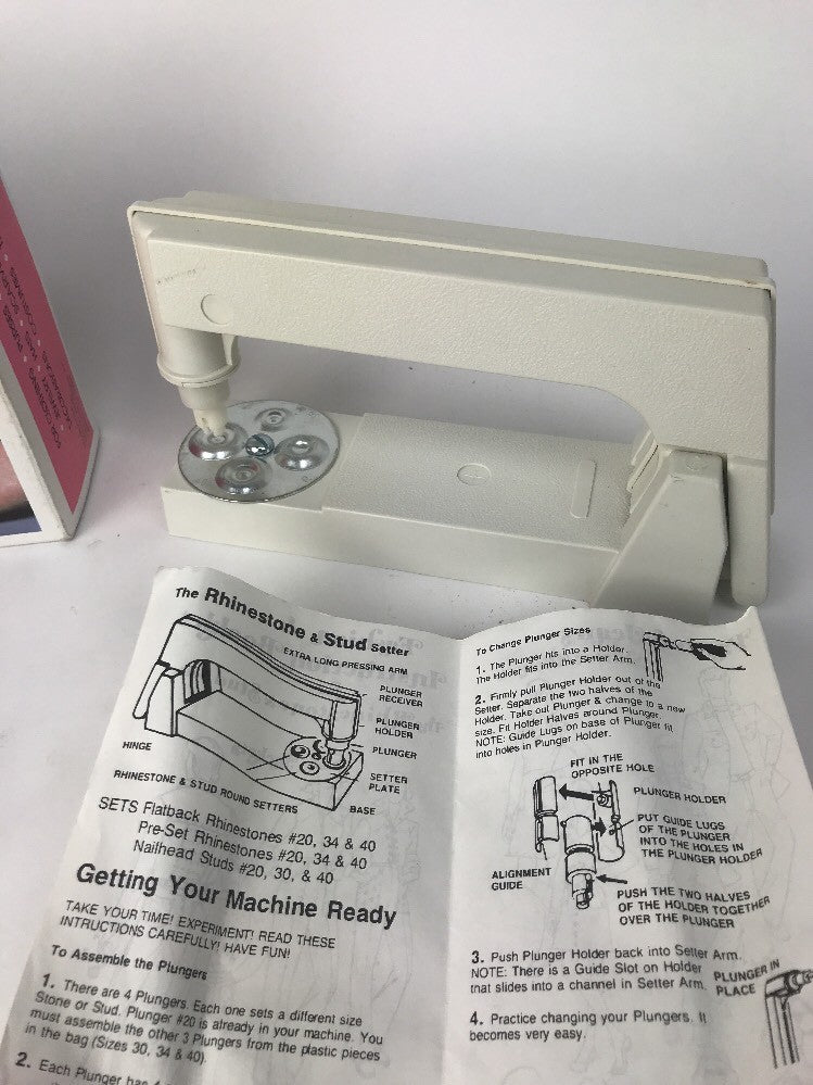 Vintage BeDazzler Rhinestone Stud Setter 90's Patterns Instructions Box