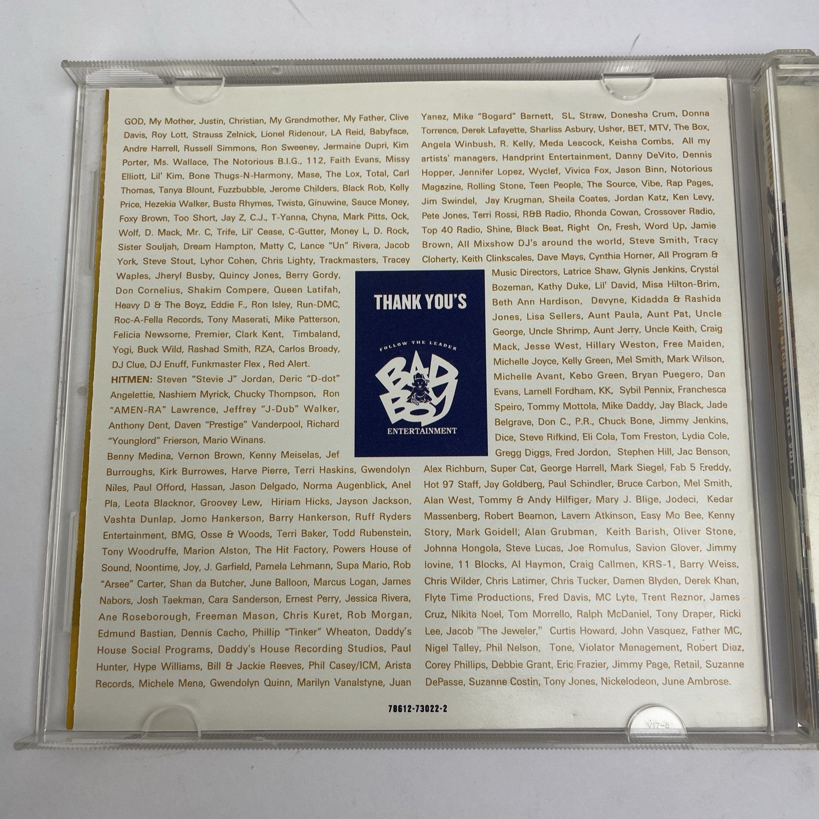 Bad Boy Greatest Hits Volume  1 Audio  CD 1998 Notorious BIG Mase Puff Daddy Hip