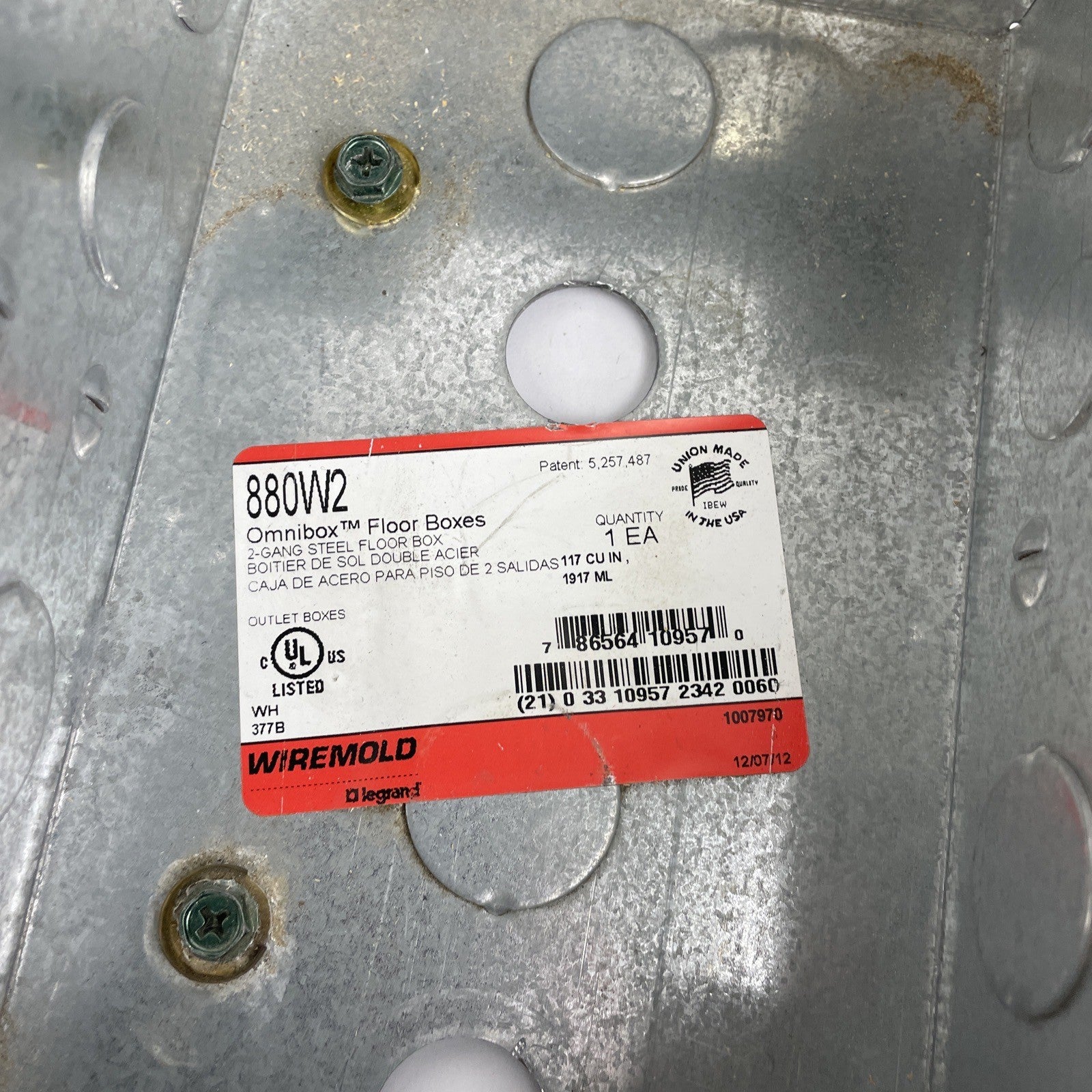 OEM Legrand Wiremold 880W2 2-Gang Steel Floor Box Omnibox U.S.A. Made