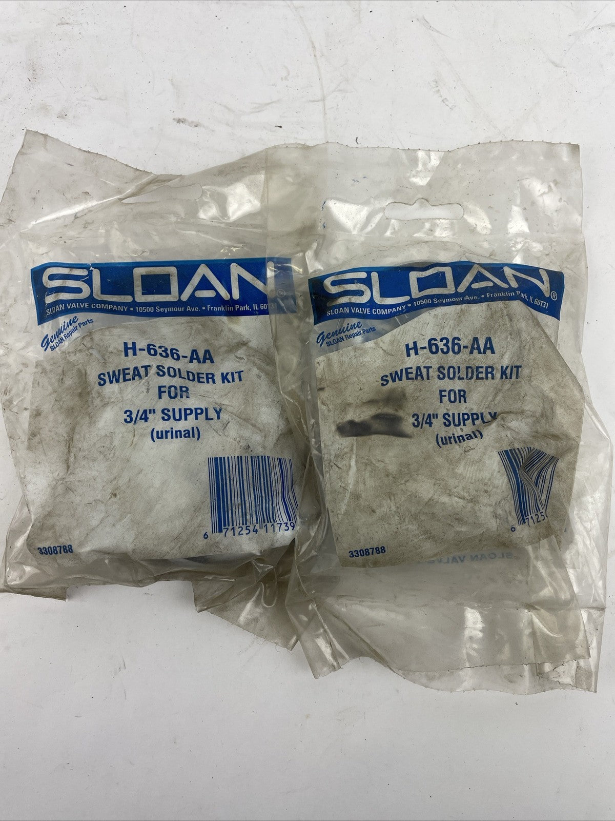 LOT OF 2 OEM SLOAN H-636-AA SWEAT SOLDER KIT FOR 3/4" SUPPLY, IA0231
