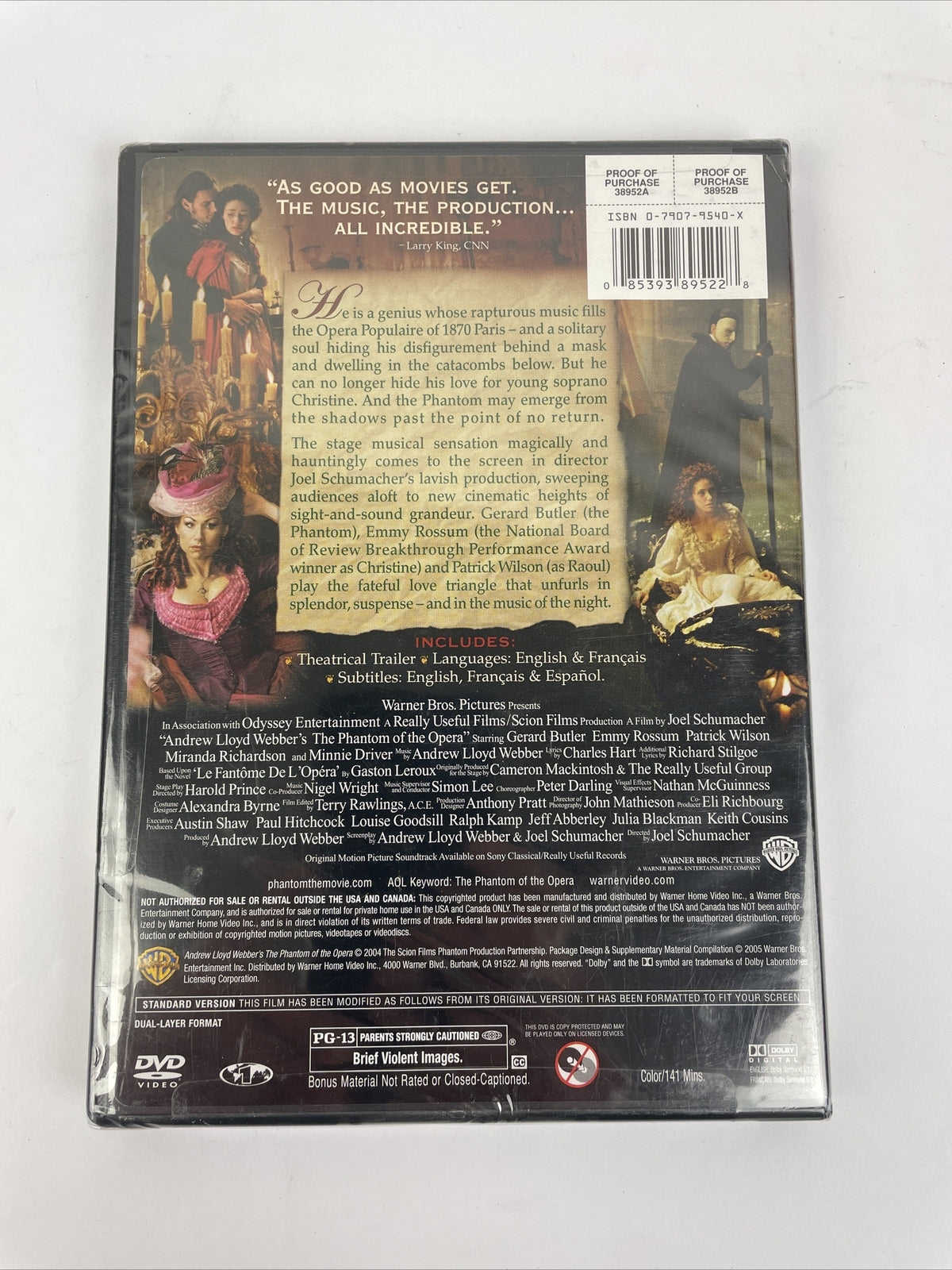 New Sealed The Phantom of The Opera Wide Screen Edition DVD Movie Factory Sealed