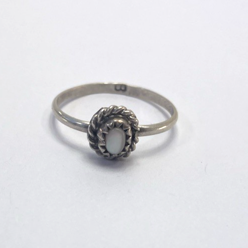 Dainty Native American Minimalist Mother Pearl 925 Sterling Silver Ring Sz 5