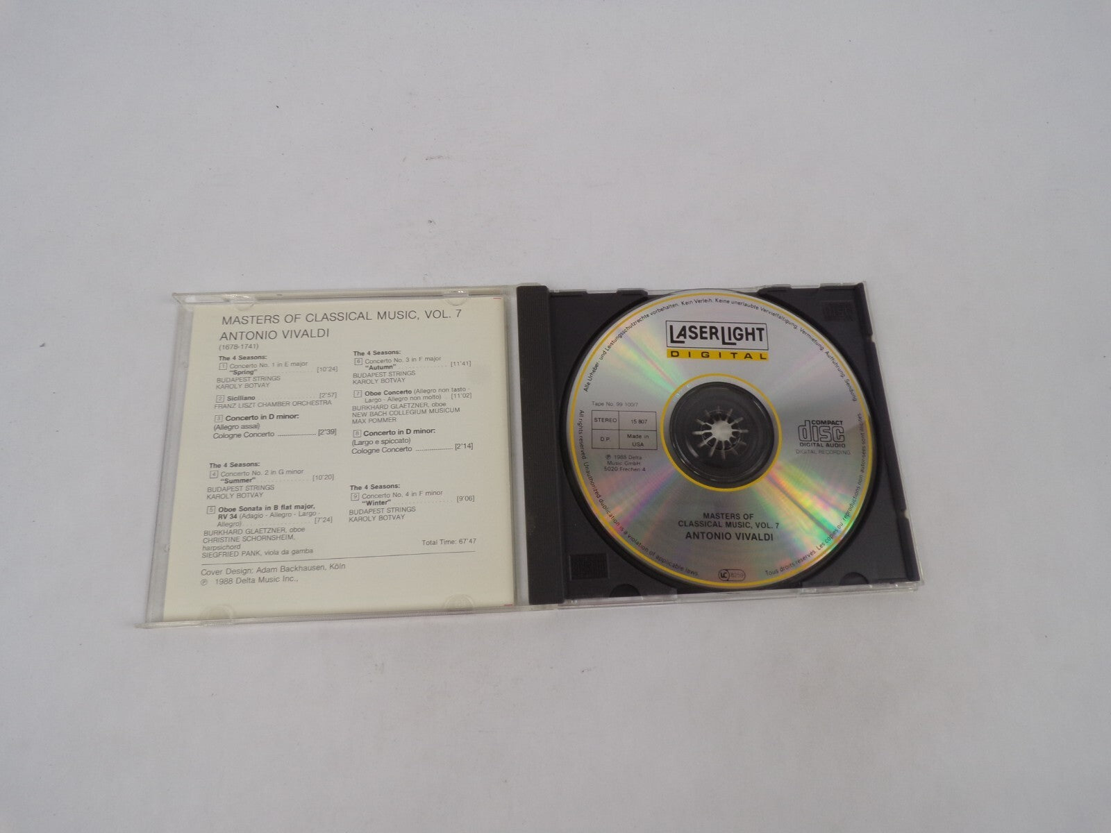 Masters Of Classical Music Vivaldi Concerto For Oboe Concerto For Wind And CD#70