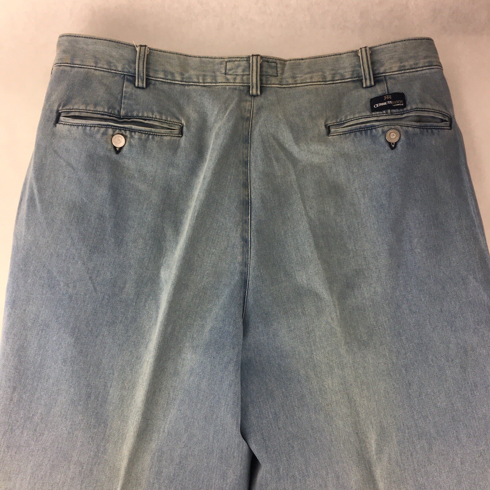 CERRUTI Essential Light Wash Blue Cotton Denim Mens Jeans Straight 52 